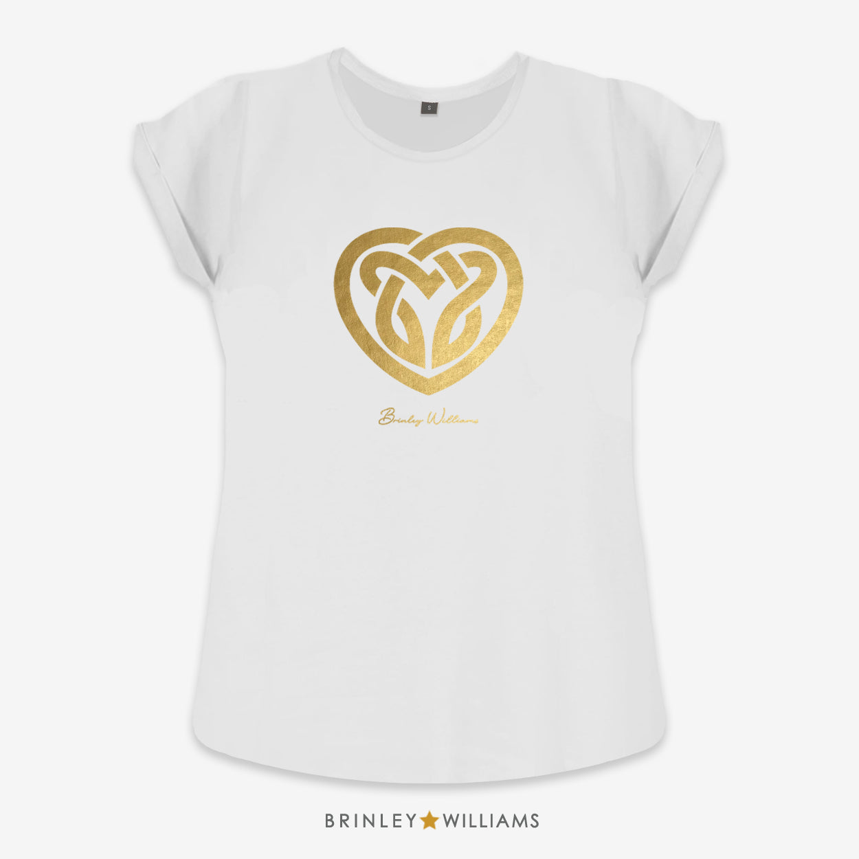 Celtic Knotwork Heart Rolled Sleeve T-shirt - White