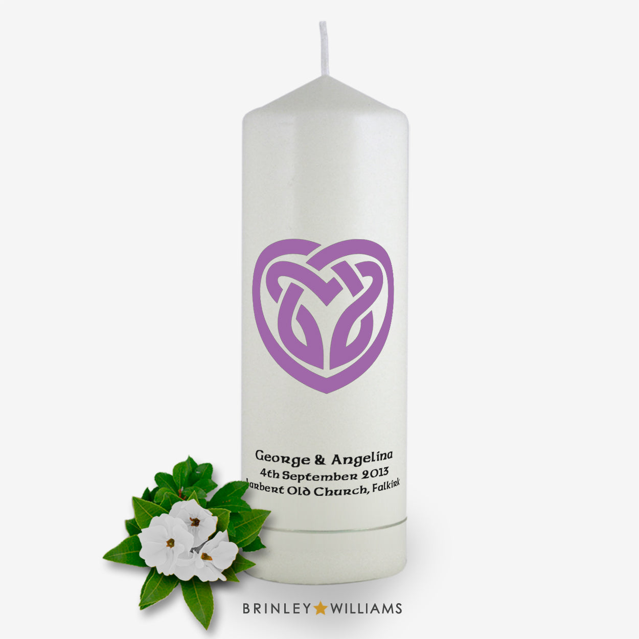 Celtic Heart Personalised Wedding Candle - Lavender