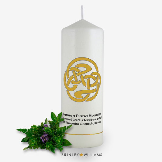 Celtic Spiral Personalised Baptism Candle - Bronze