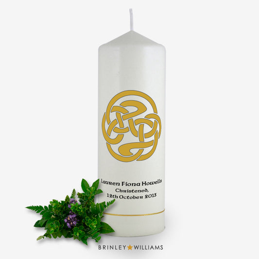 Celtic Spiral Personalised Christening Candle - Bronze