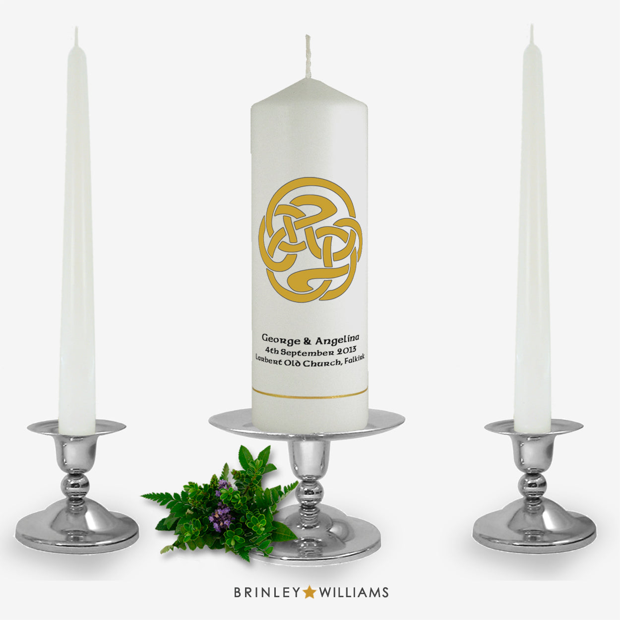 Celtic Spiral Personalised Unity Candle - Bronze