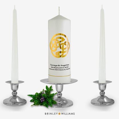 Celtic Spiral Personalised Unity Candle - Gold Foil