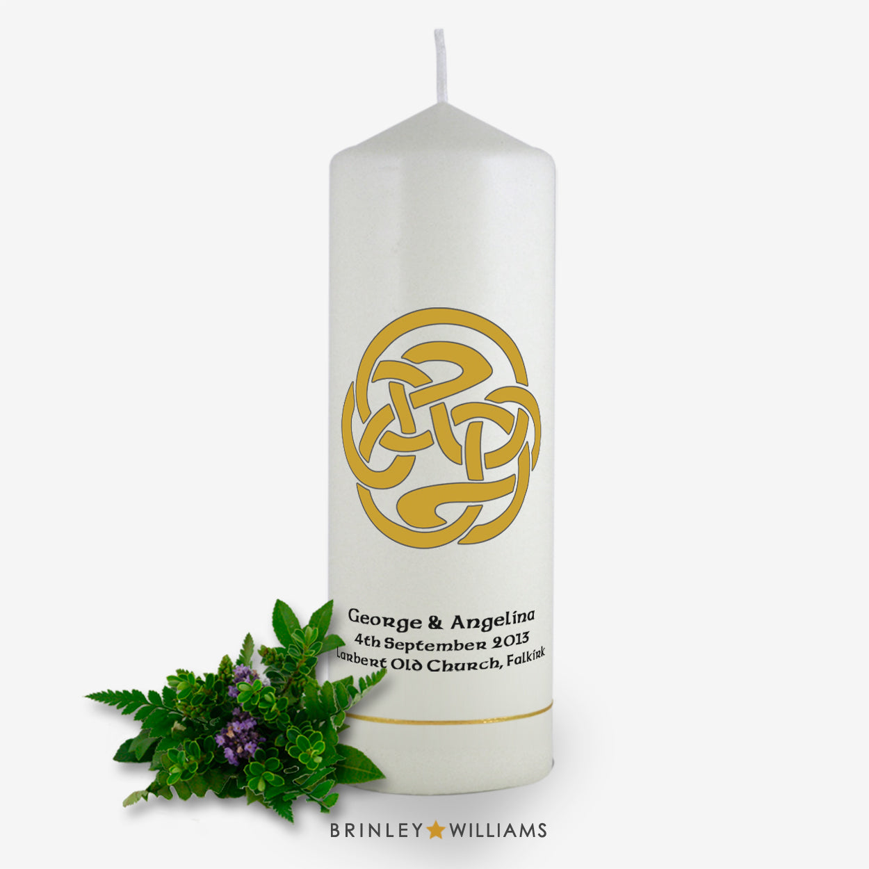 Celtic Spiral Personalised Wedding Candle - Bronze