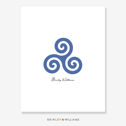Celtic Triskele Wall Art Poster - Blue