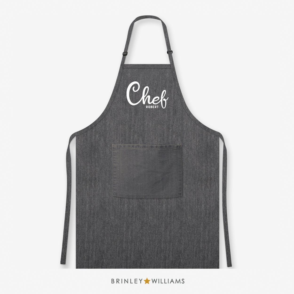 Personalised Chef Denim Apron - Black Zoom
