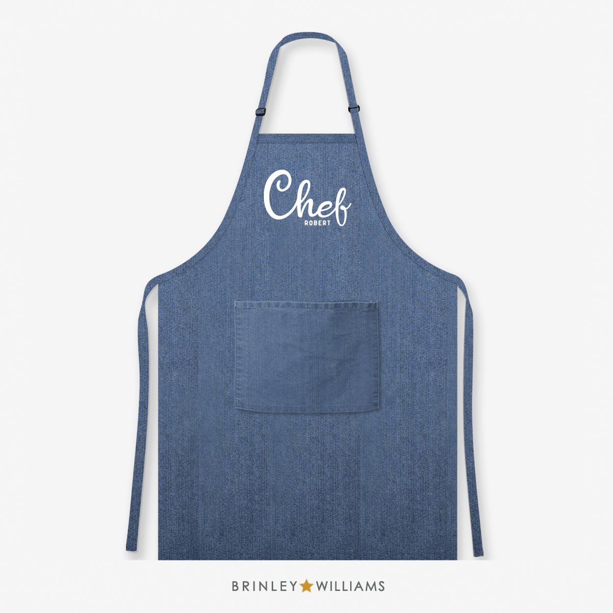 Personalised Chef Denim Apron - Blue Zoom
