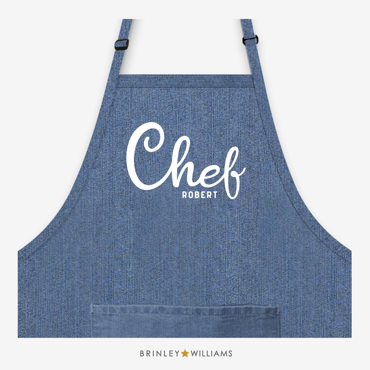 Personalised Chef Denim Apron - Blue