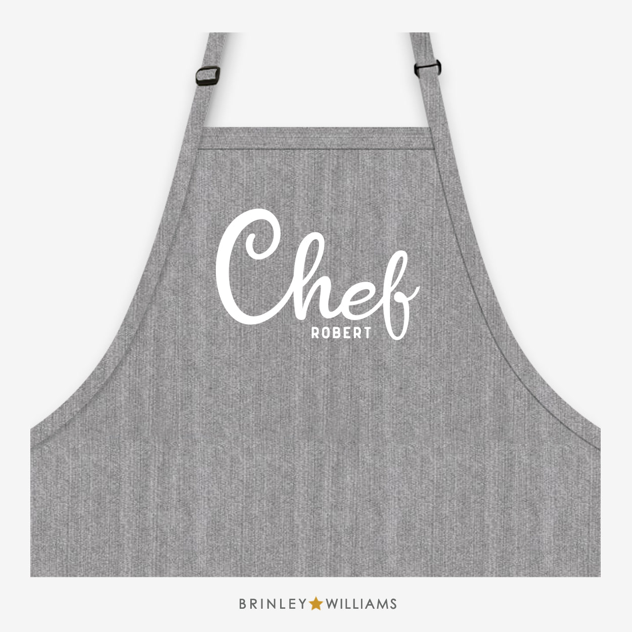 Personalised Chef Denim Apron - Grey