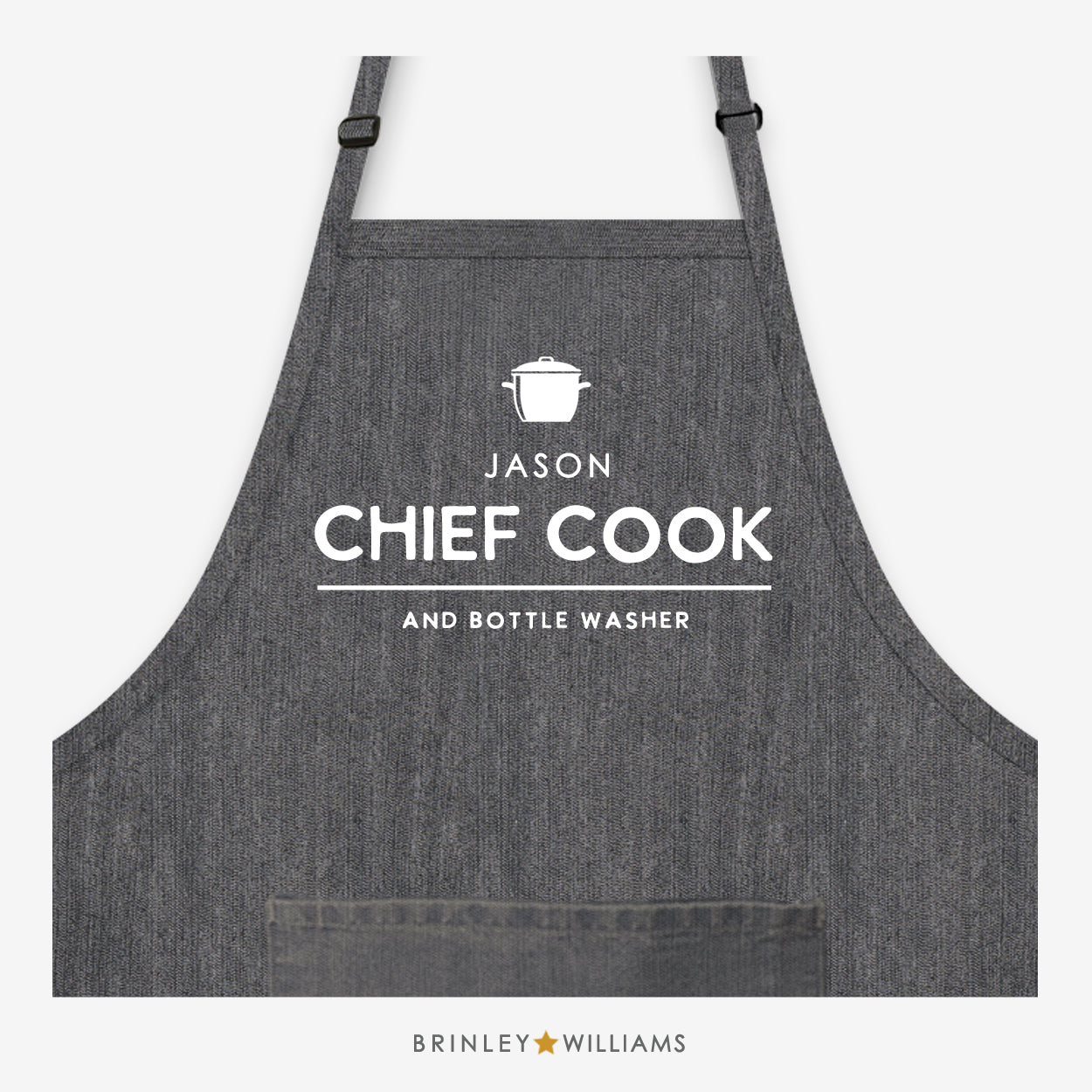 Chief Cook & Bottle Washer Personalised Black Denim Apron