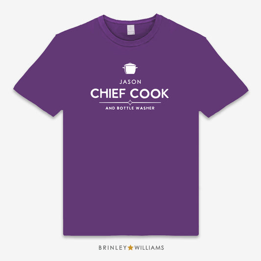 Chief Cook & Bottle Washer Personalised Unisex Culinary T-shirt - purple