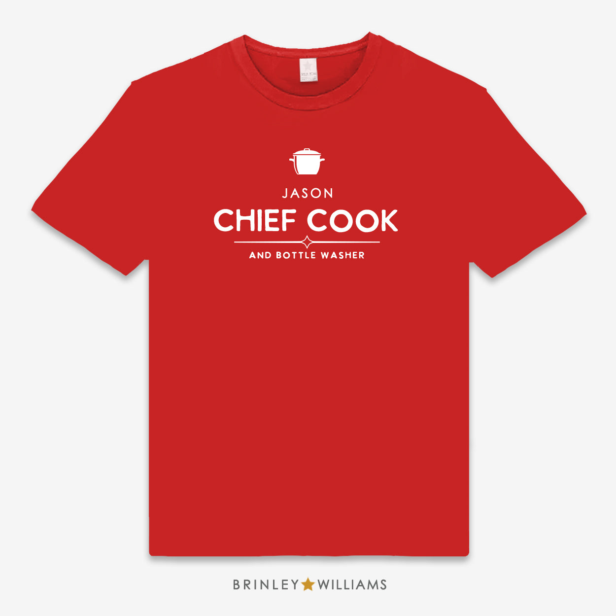 Chief Cook & Bottle Washer Personalised Unisex Culinary T-shirt - red