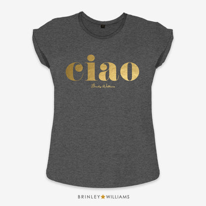 Ciao Rolled Sleeve T-shirt - Charcoal