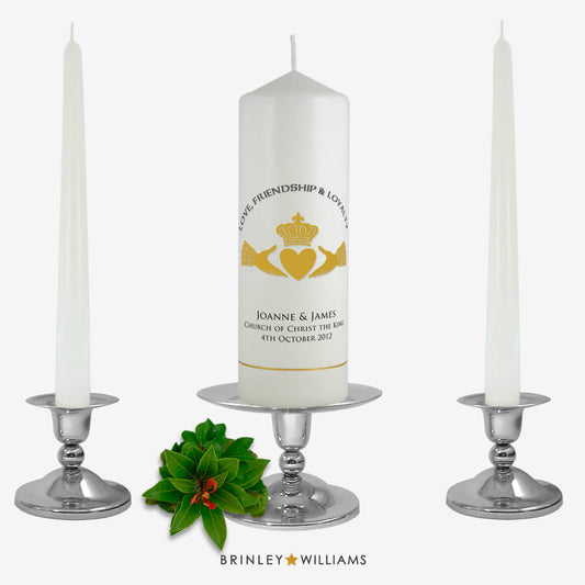 Claddagh Personalised Unity Candle - Bronze