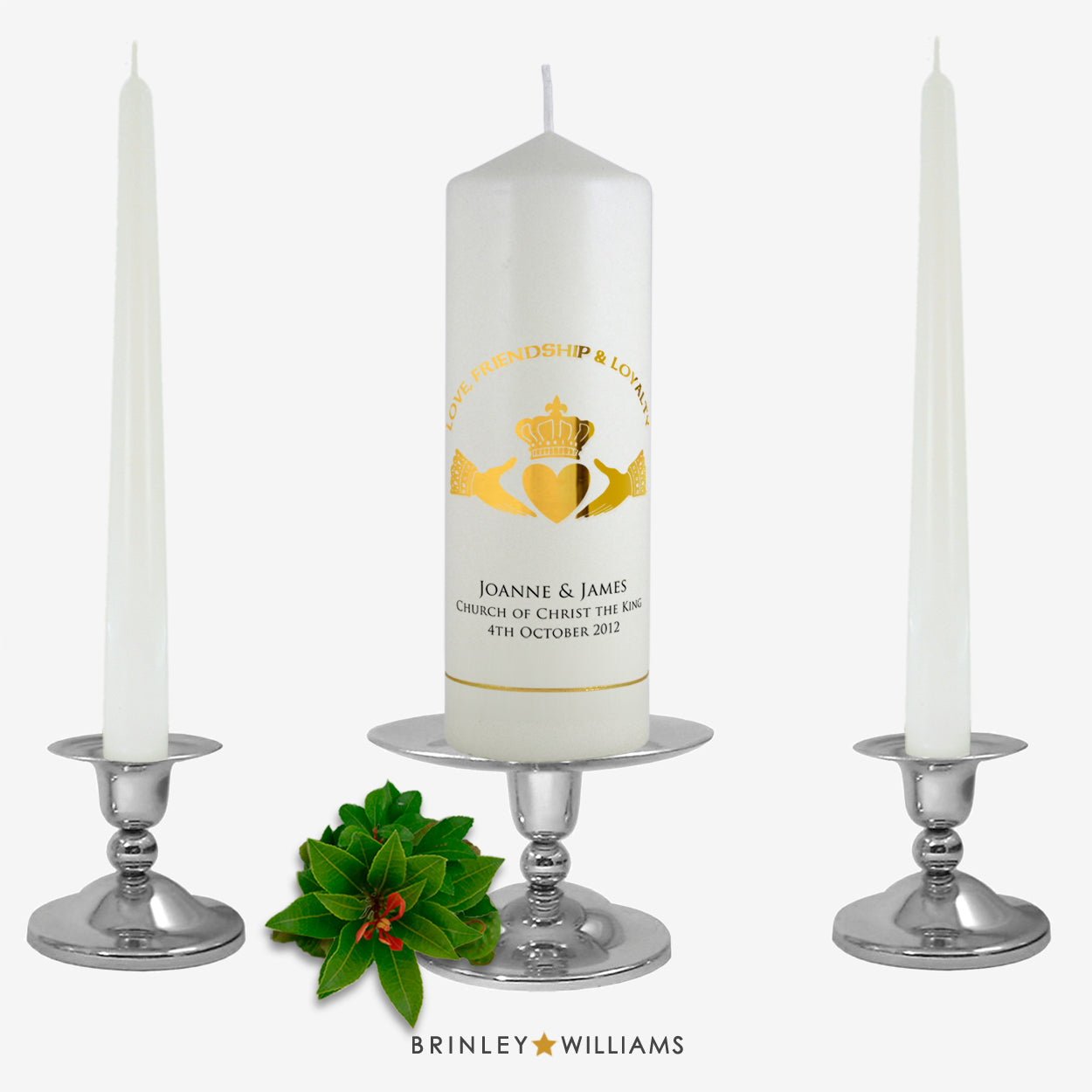Claddagh Personalised Unity Candle - Golf Foil