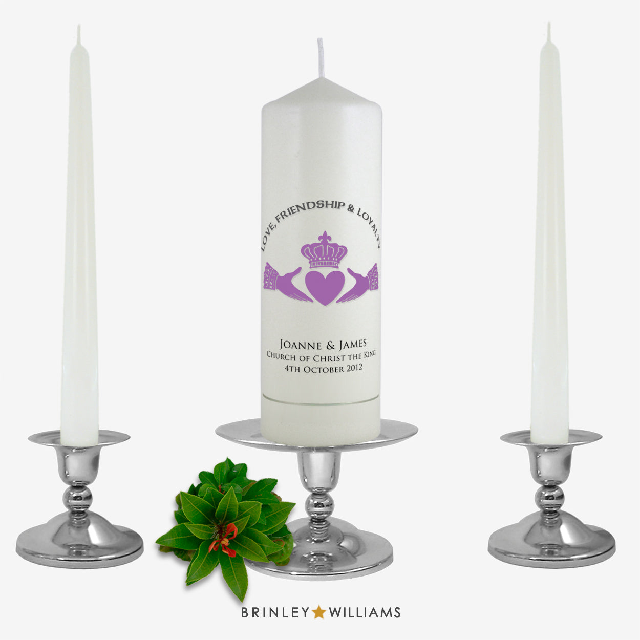 Claddagh Personalised Unity Candle - Lavender