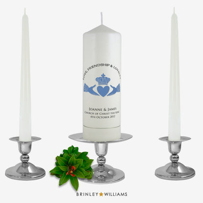 Claddagh Personalised Unity Candle - Sky Blue