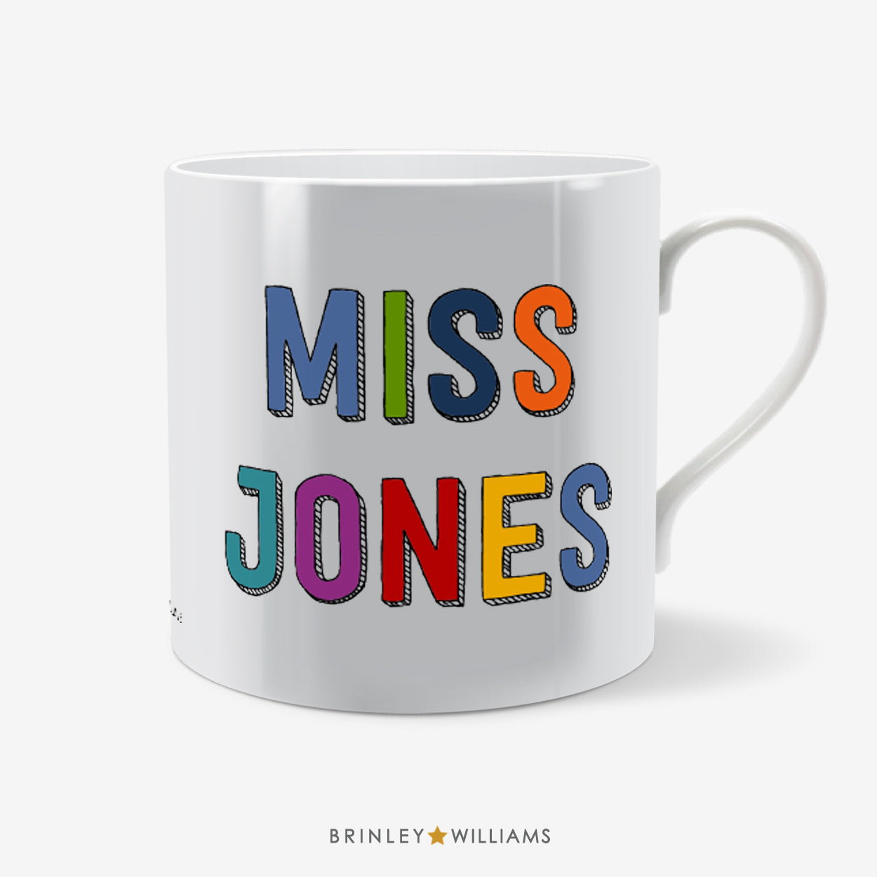 Colourful Typeface Personalised Mug - Miss Jones