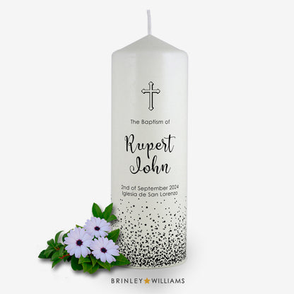 Confetti Personalised Baptism Candle - Charcoal