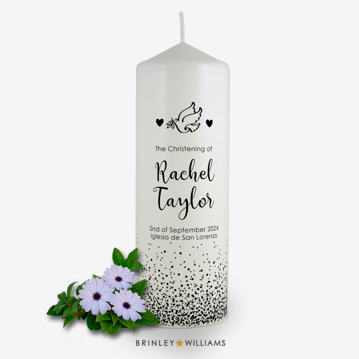 Confetti Personalised Christening Candle - Charcoal