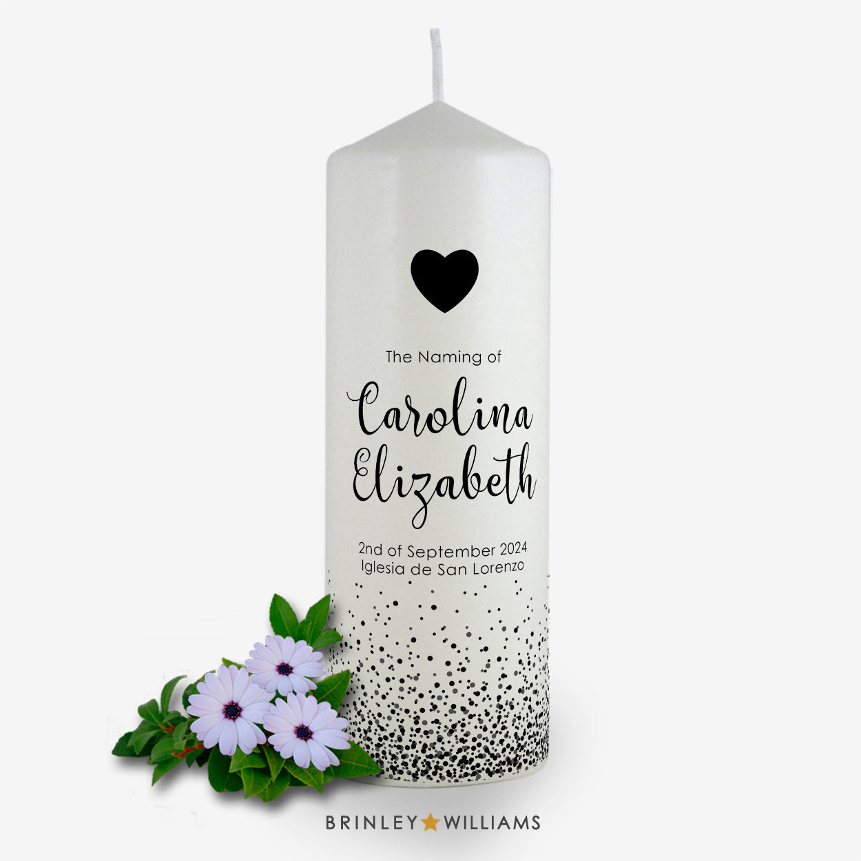 Confetti Personalised Naming Day Candle - Charcoal