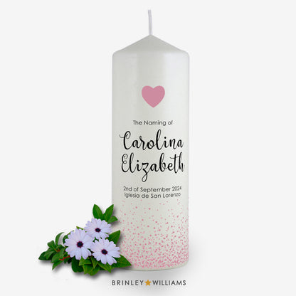 Confetti Personalised Naming Day Candle - Soft Pink