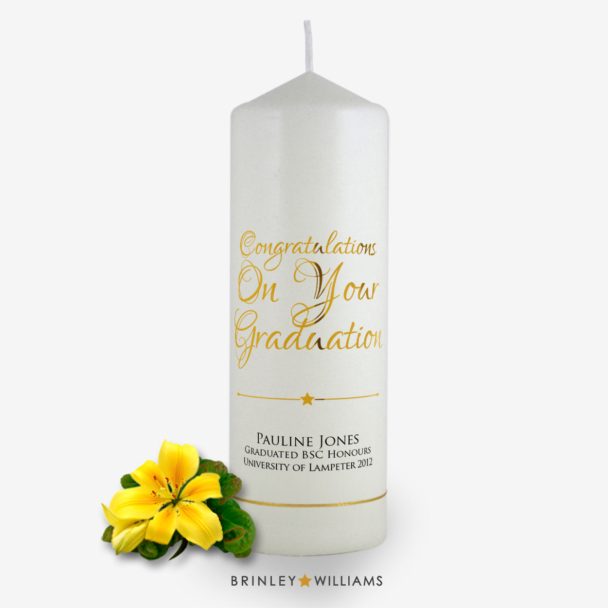 Congratulations On Your Graduation Personalised  Candle - Gold Foil