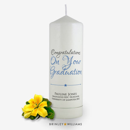 Congratulations On Your Graduation Personalised  Candle - Sky Blue