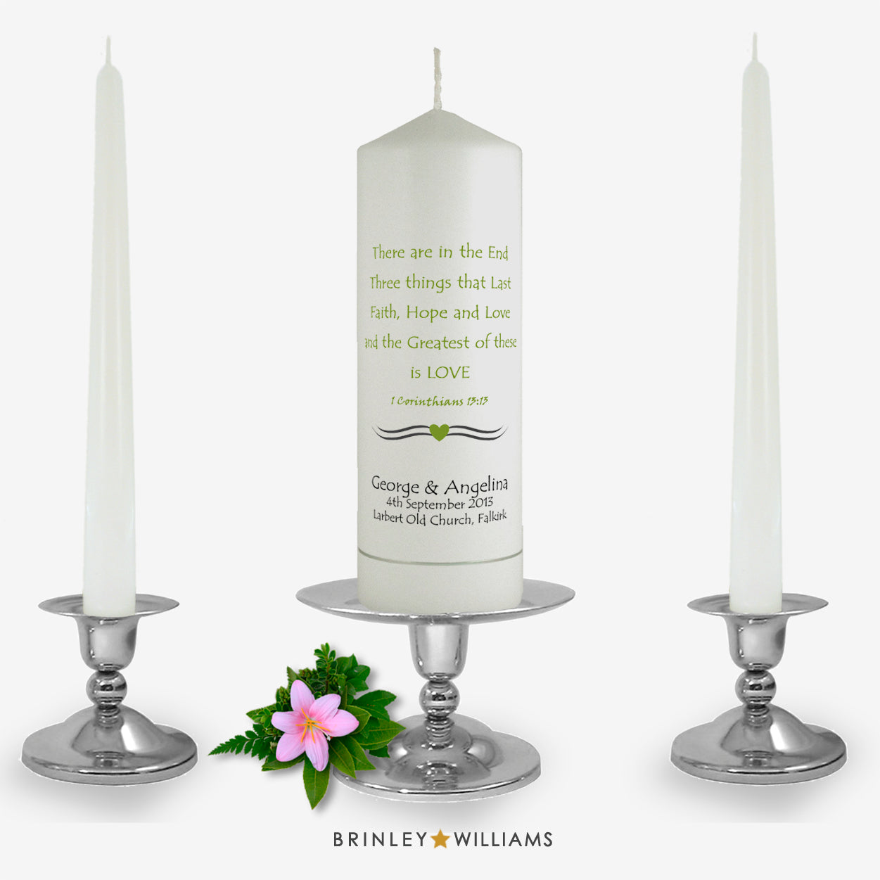 1 Corinthians Personalised Unity Candle - Emerald