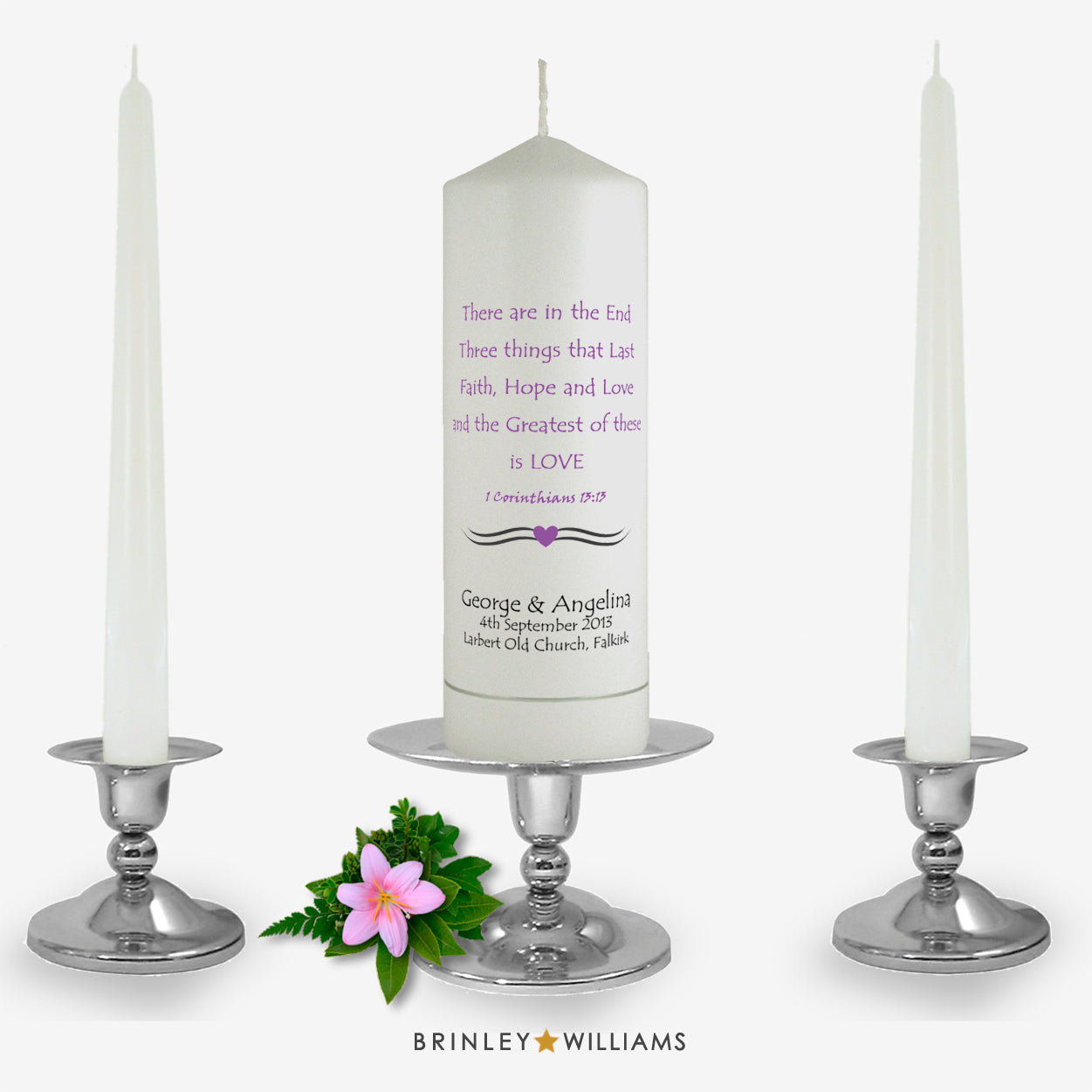 1 Corinthians Personalised Unity Candle - Lavender