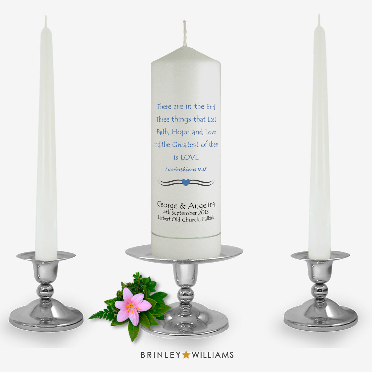 1 Corinthians Personalised Unity Candle - Sky Blue