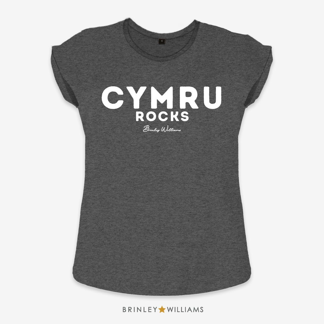 Cymru Rocks Rolled Sleeve T-shirt - Charcoal