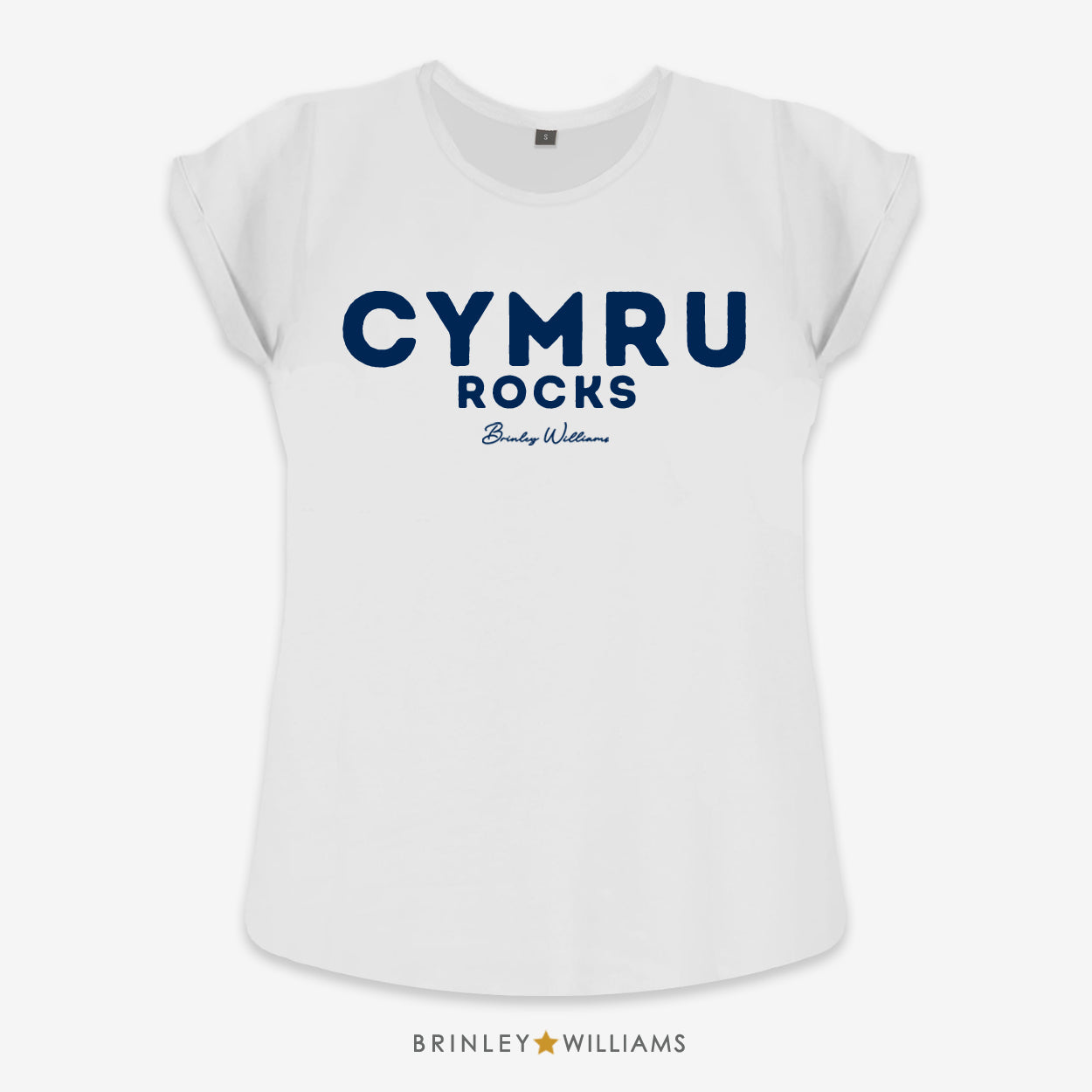 Cymru Rocks Rolled Sleeve T-shirt - White