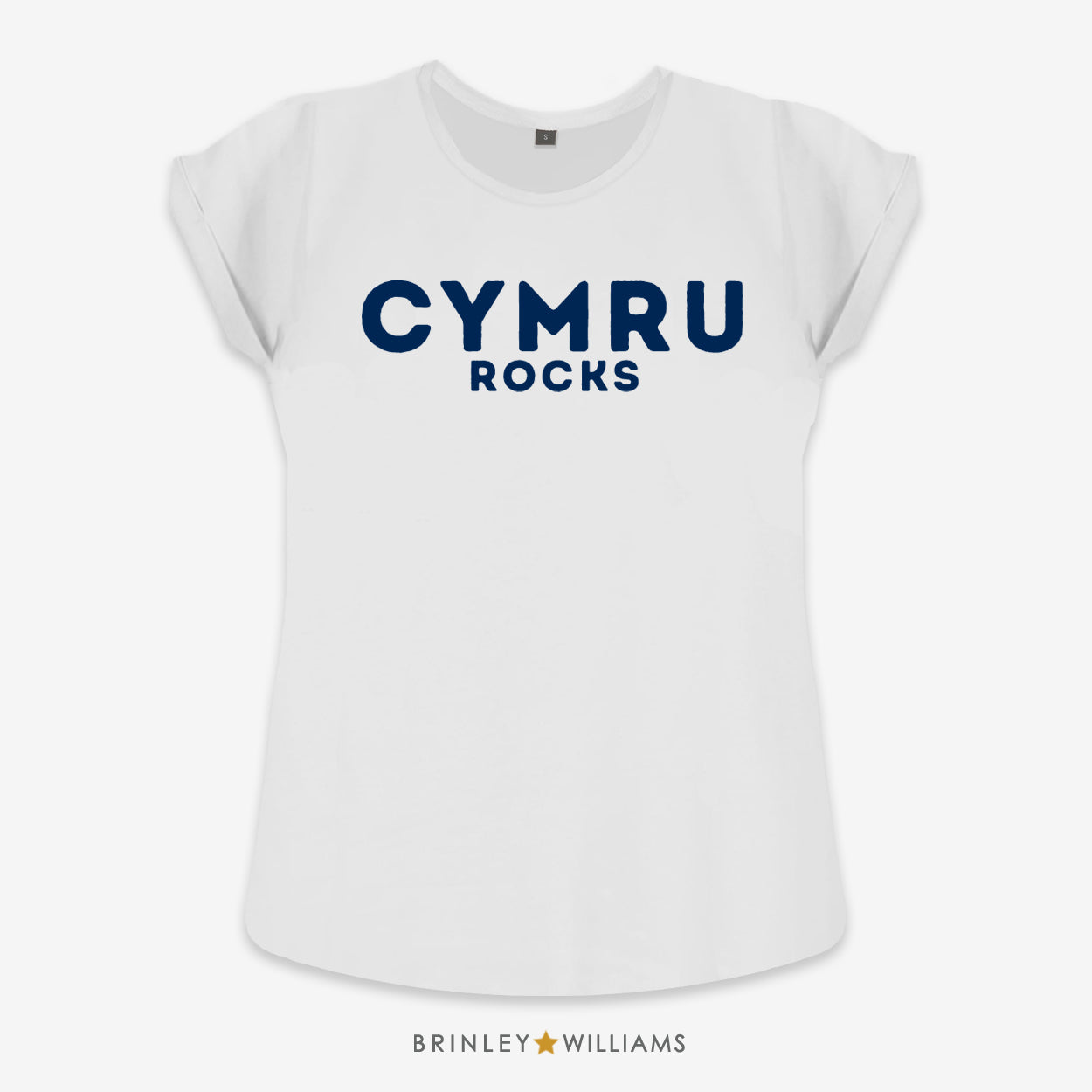 Cymru Rocks Rolled Sleeve T-shirt - White