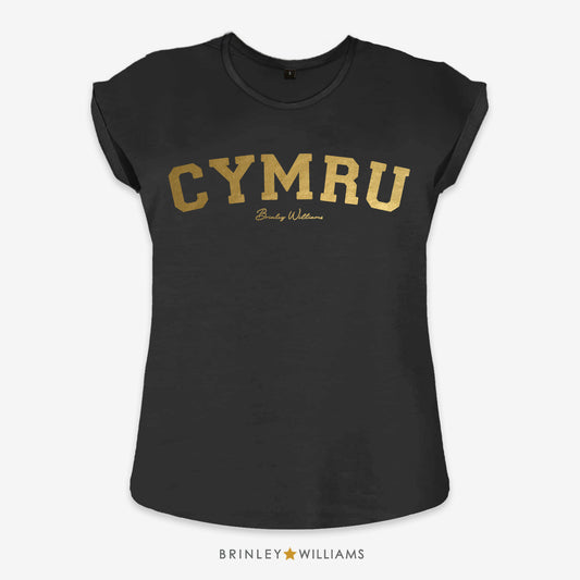 Cymru Rolled Sleeve T-shirt - Black
