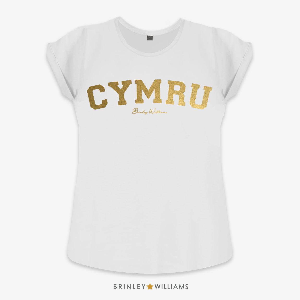 Cymru Rolled Sleeve T-shirt - White