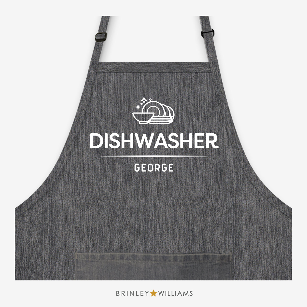 Personalised Dishwasher Denim Apron - Black