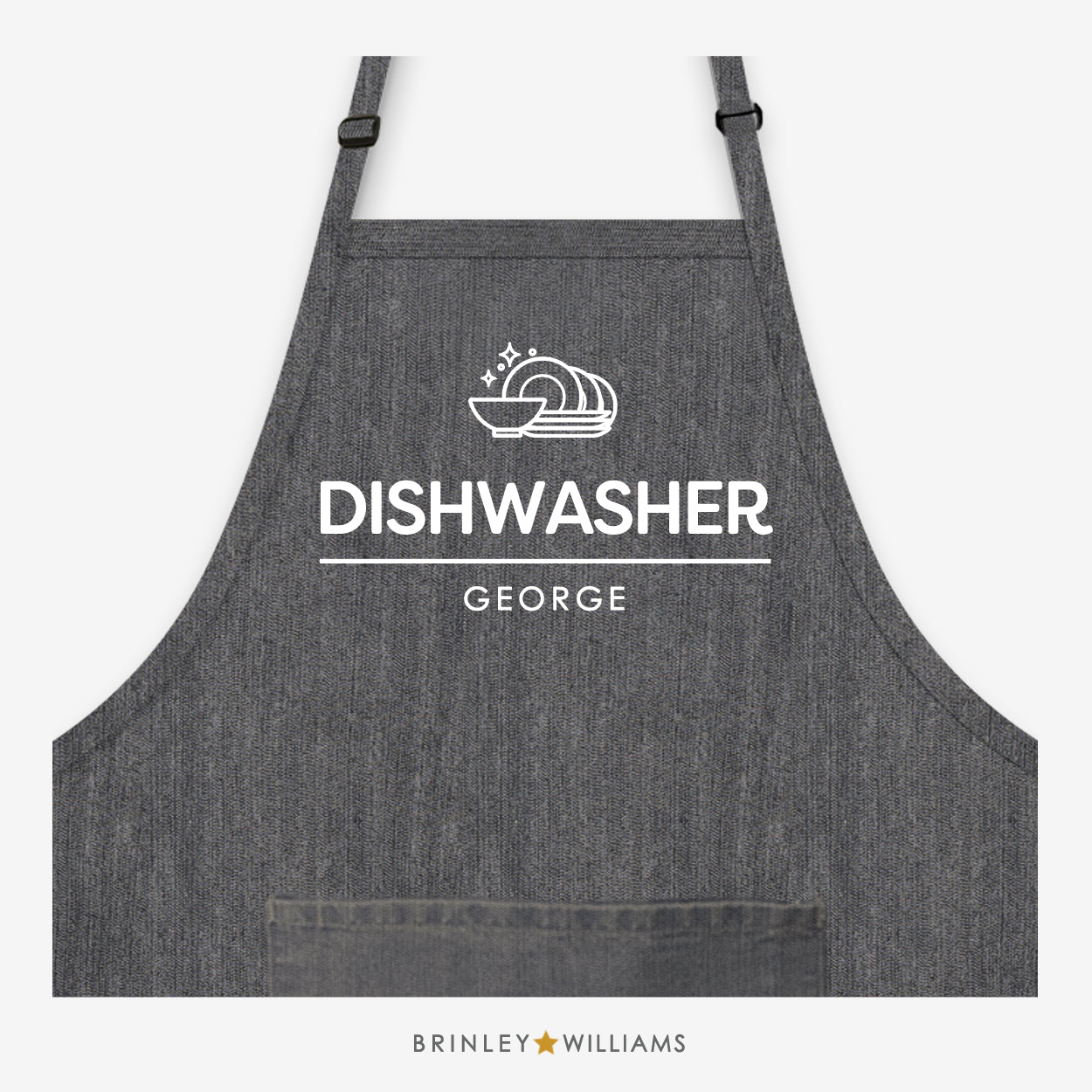 Dishwasher Personalised Black Denim Apron 