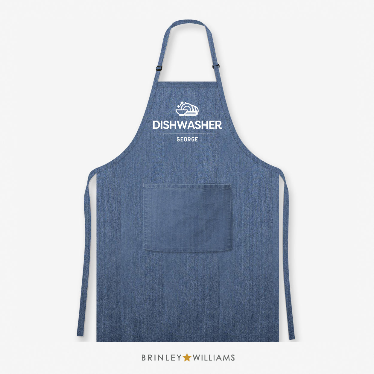 Personalised Dishwasher Denim Apron - Blue Zoom