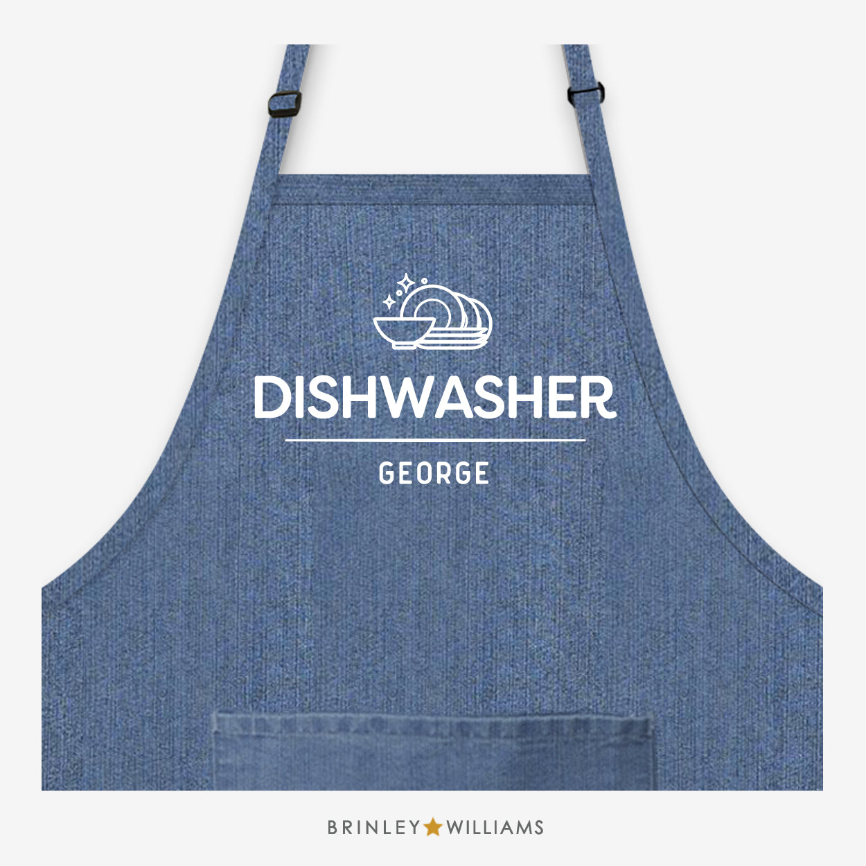 Personalised Dishwasher Denim Apron - Blue 