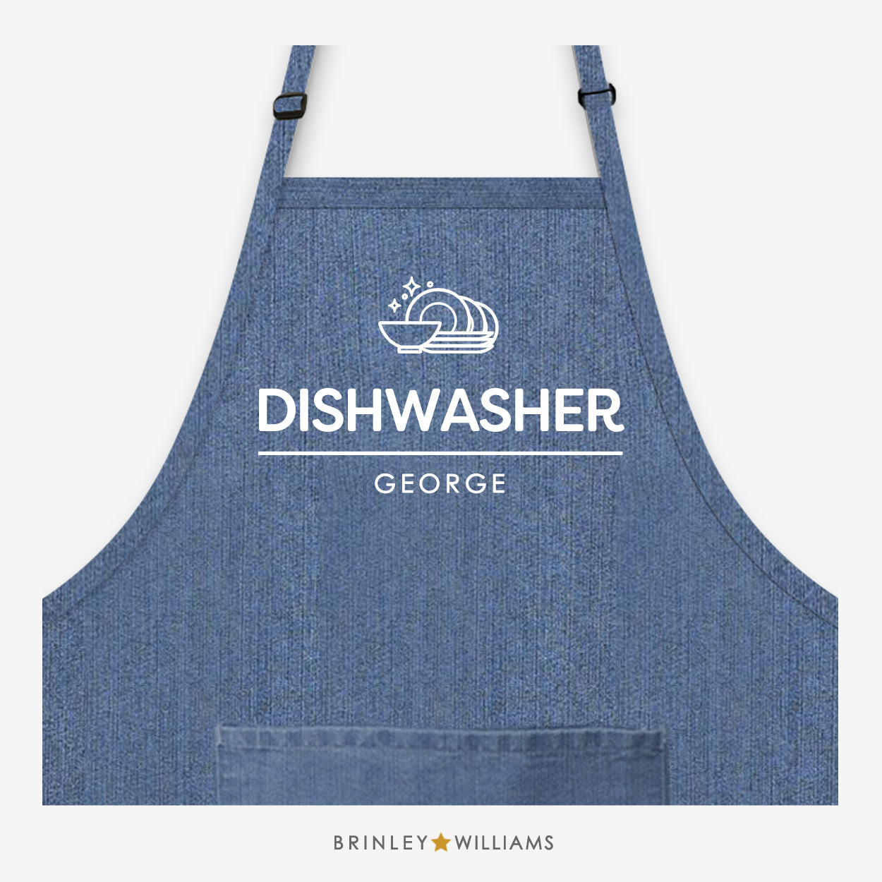 Dishwasher Personalised Blue Denim Apron 