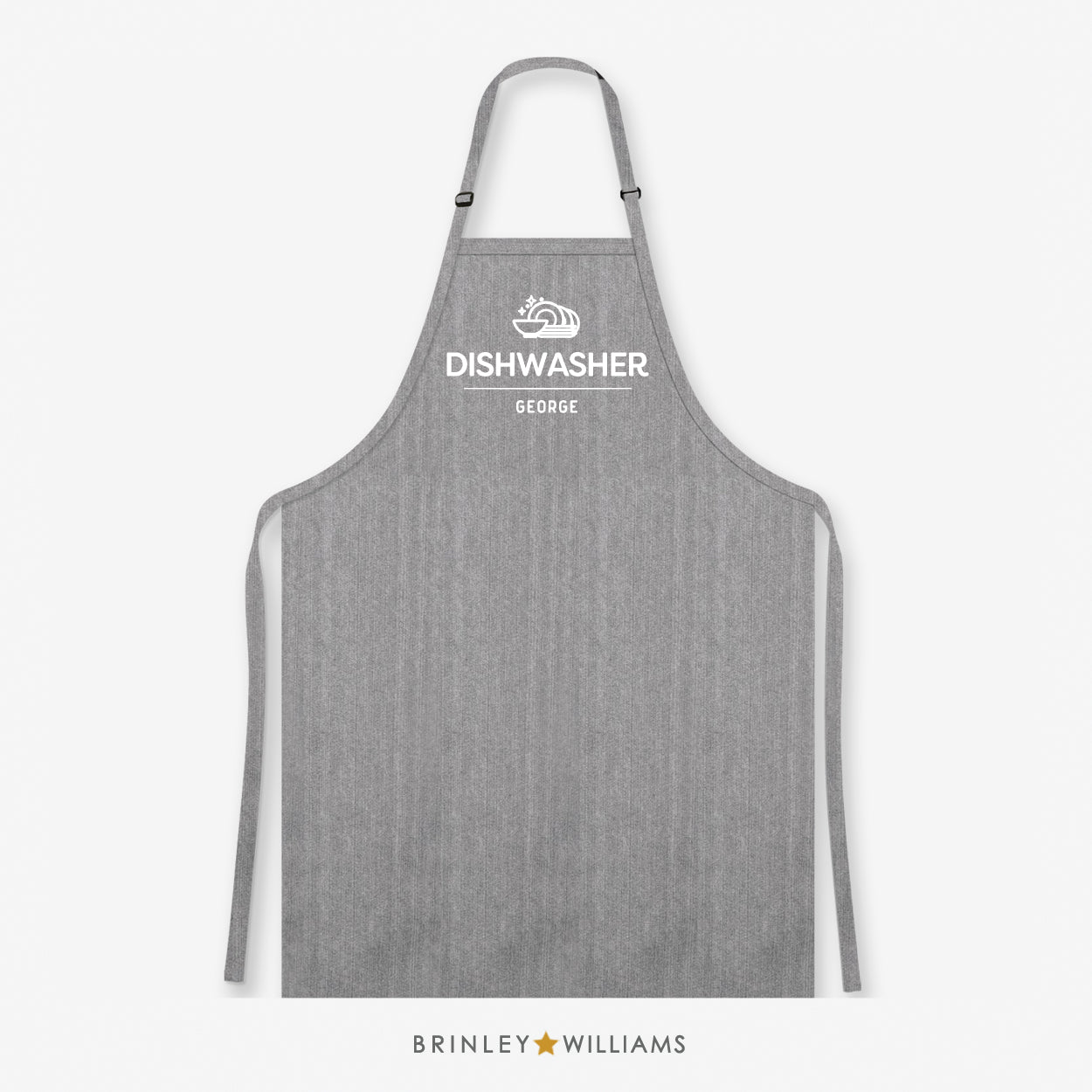 Personalised Dishwasher Denim Apron - Grey Zoom