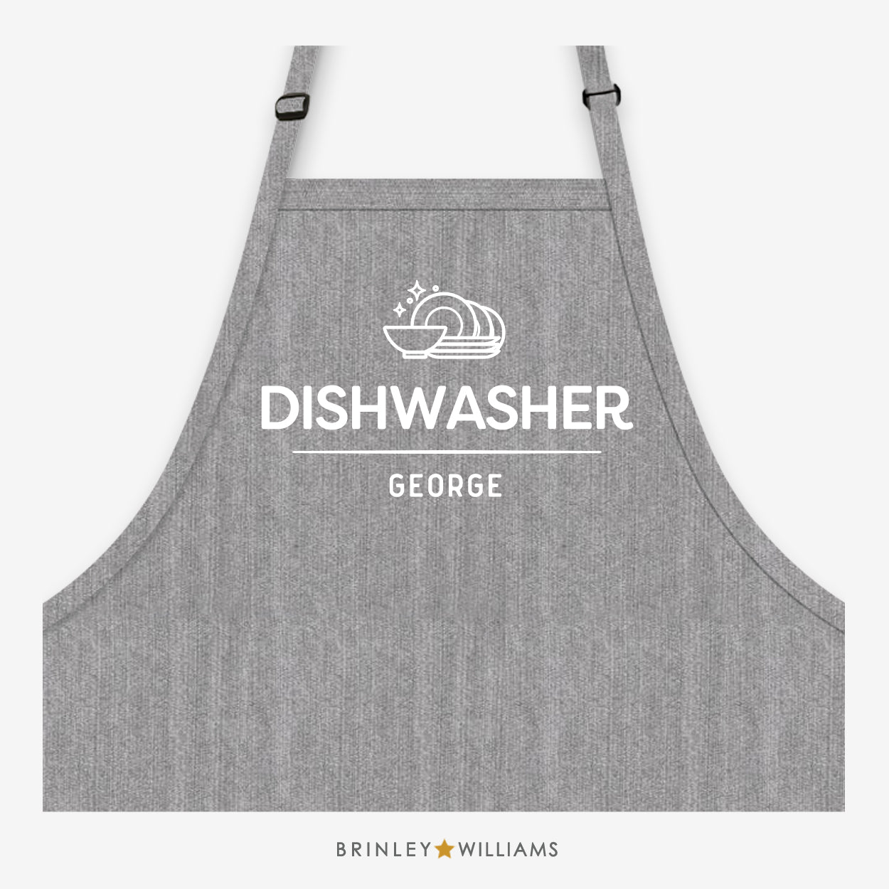 Personalised Dishwasher Denim Apron - Grey