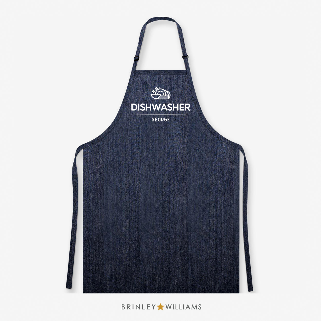 Personalised Dishwasher Denim Apron - Indigo Zoom