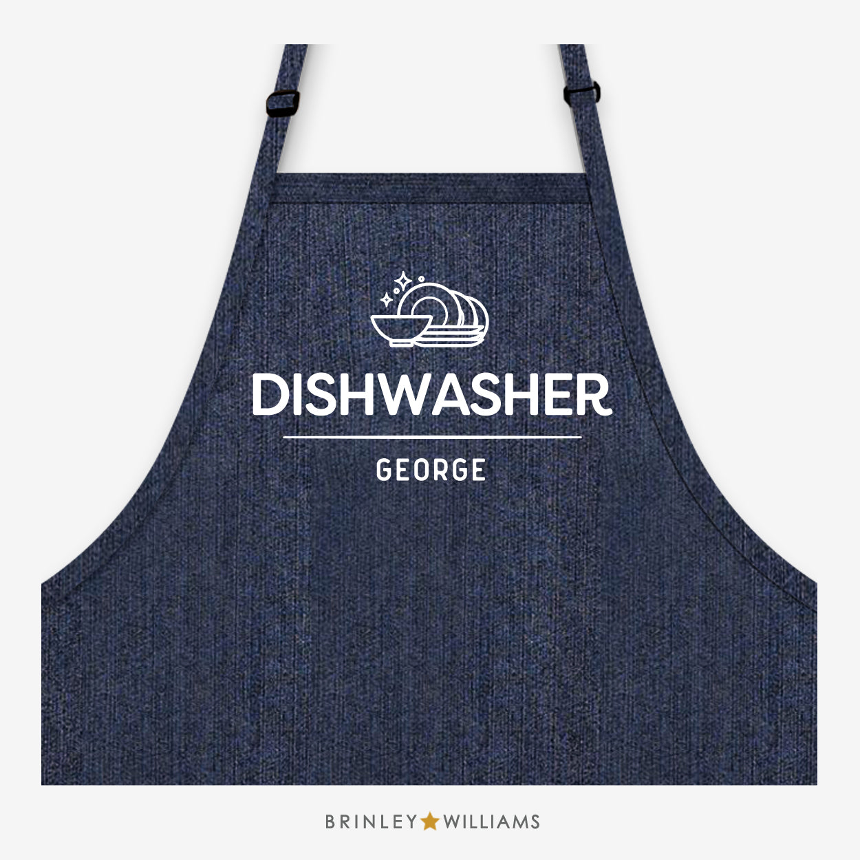 Personalised Dishwasher Denim Apron - Indigo