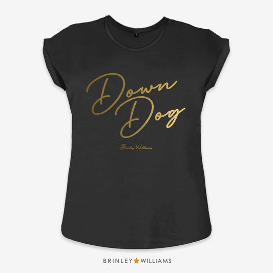 Down Dog Rolled Sleeve T-shirt - Black