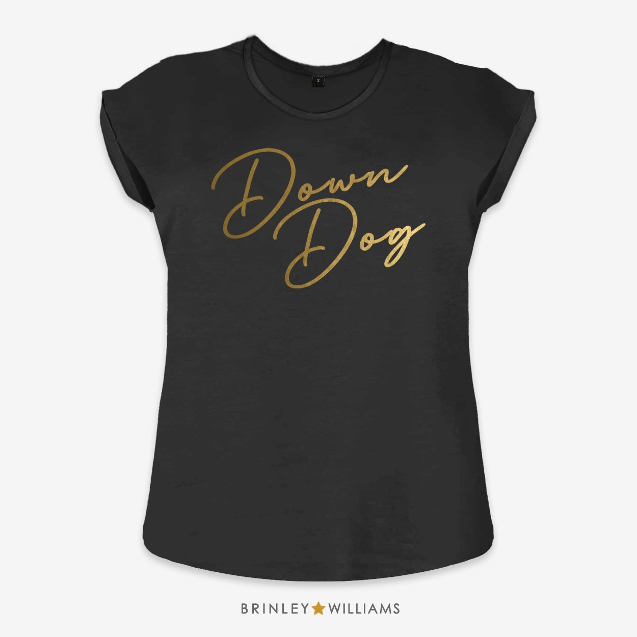 Down Dog Rolled Sleeve T-shirt - Black