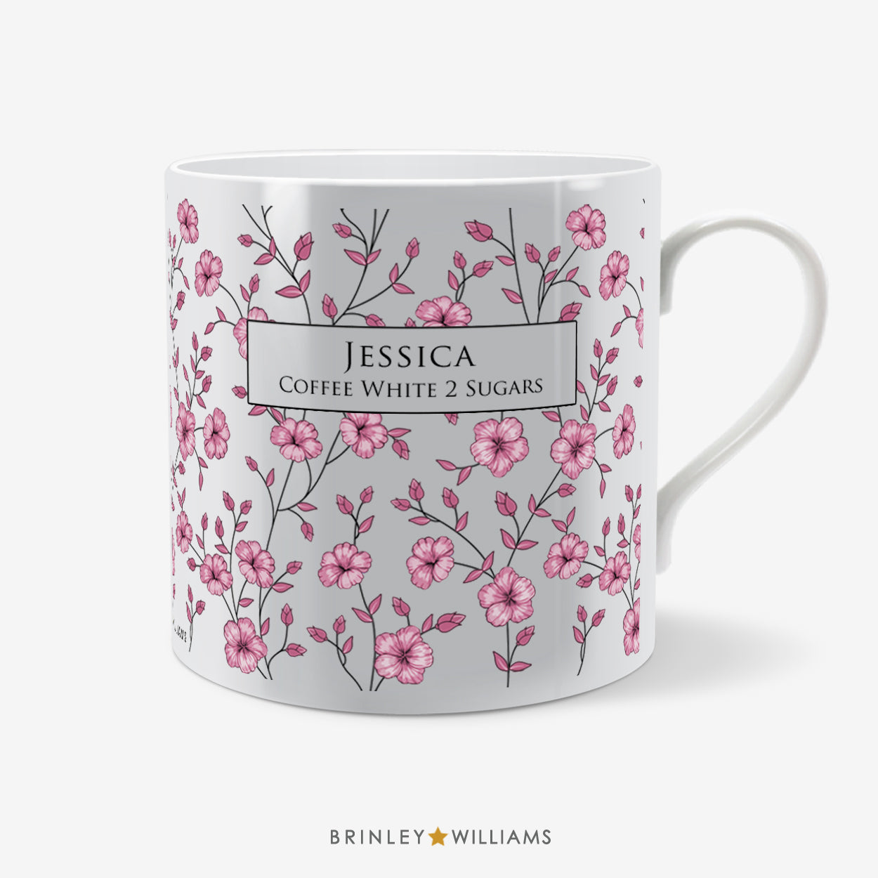 Floral Pattern Mug - Personalised - Pink