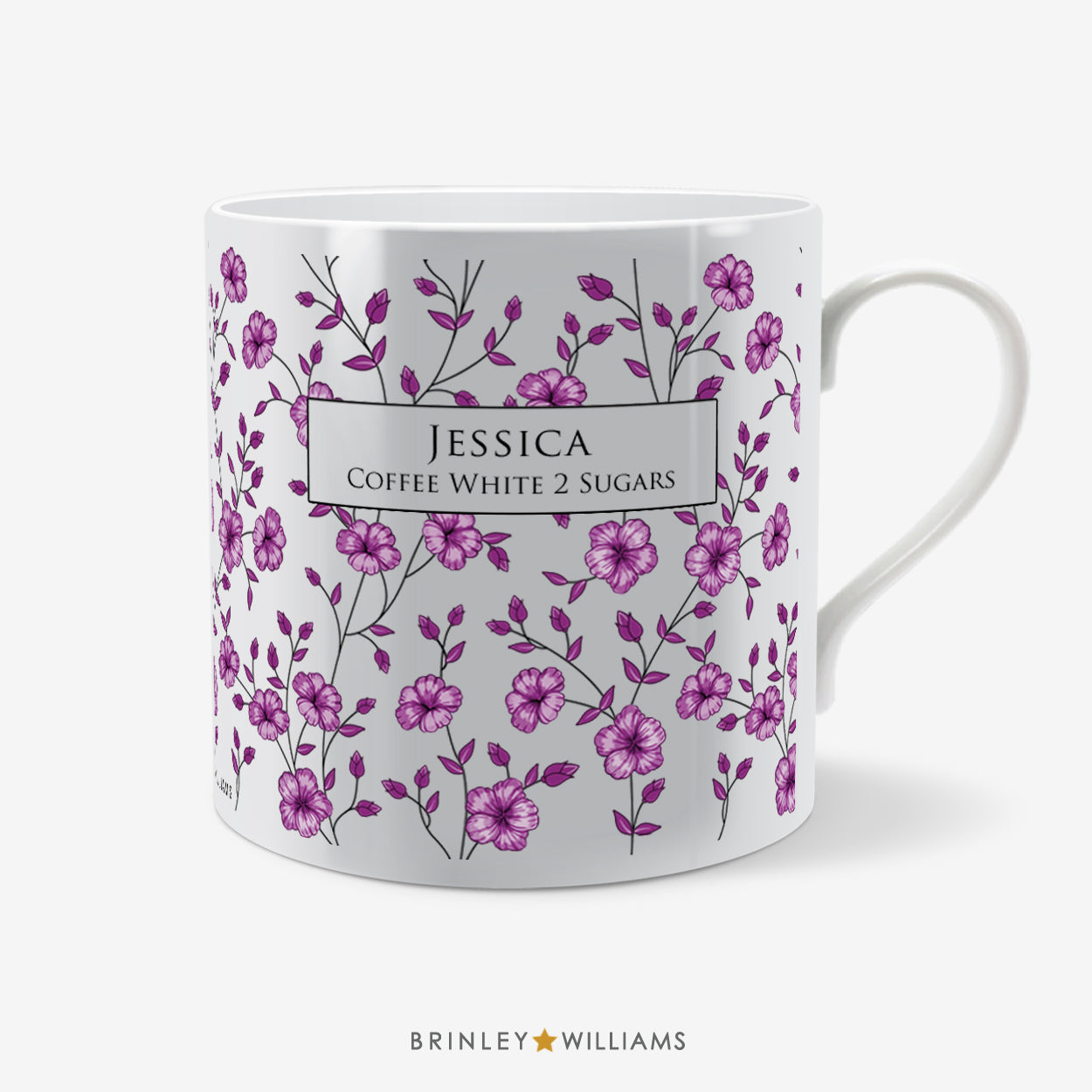 Floral Pattern Mug - Personalised - Purple