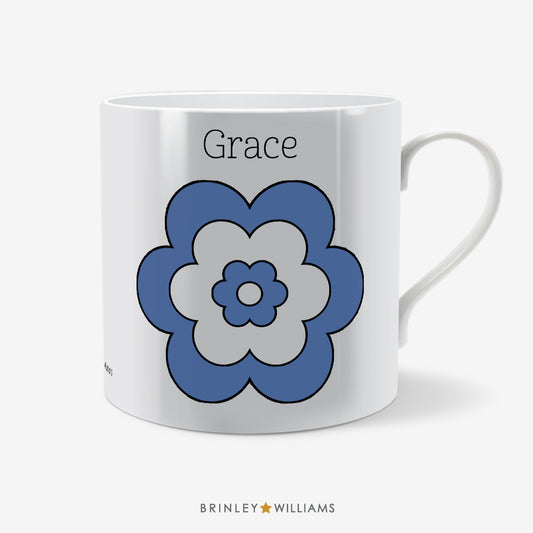 Flower Personalised Mug - Blue