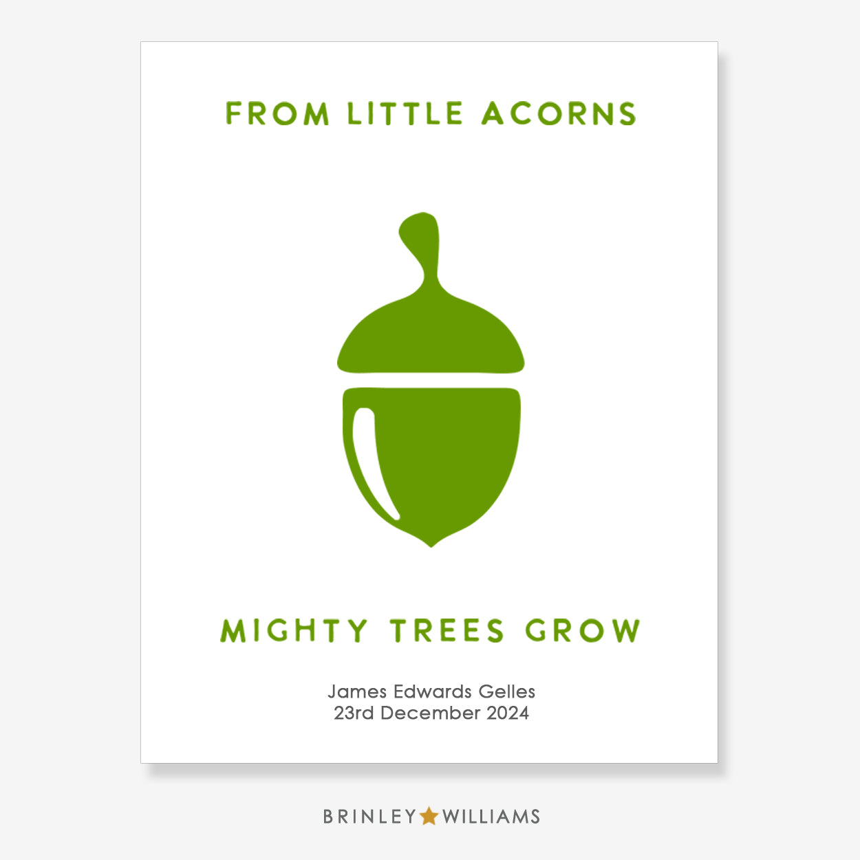 From Little Acorns Mighty Tress Grow Wall Art Poster - Personalised - Green